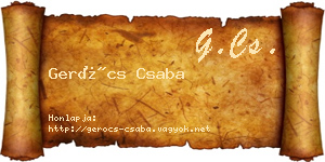 Gerócs Csaba névjegykártya